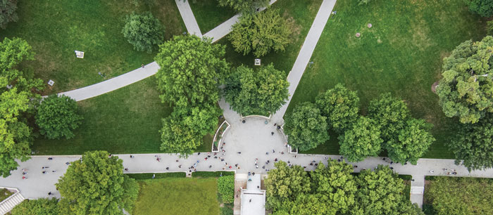 aerial view of the campus